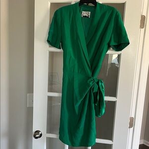 Teri Jon Vibrant Green Silk Dress